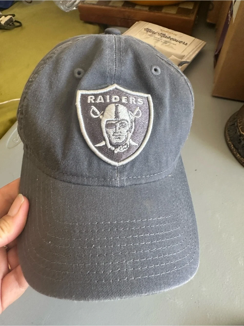 New Era Gray 9TWENTY Raiders Adjustable Cap - Interior View